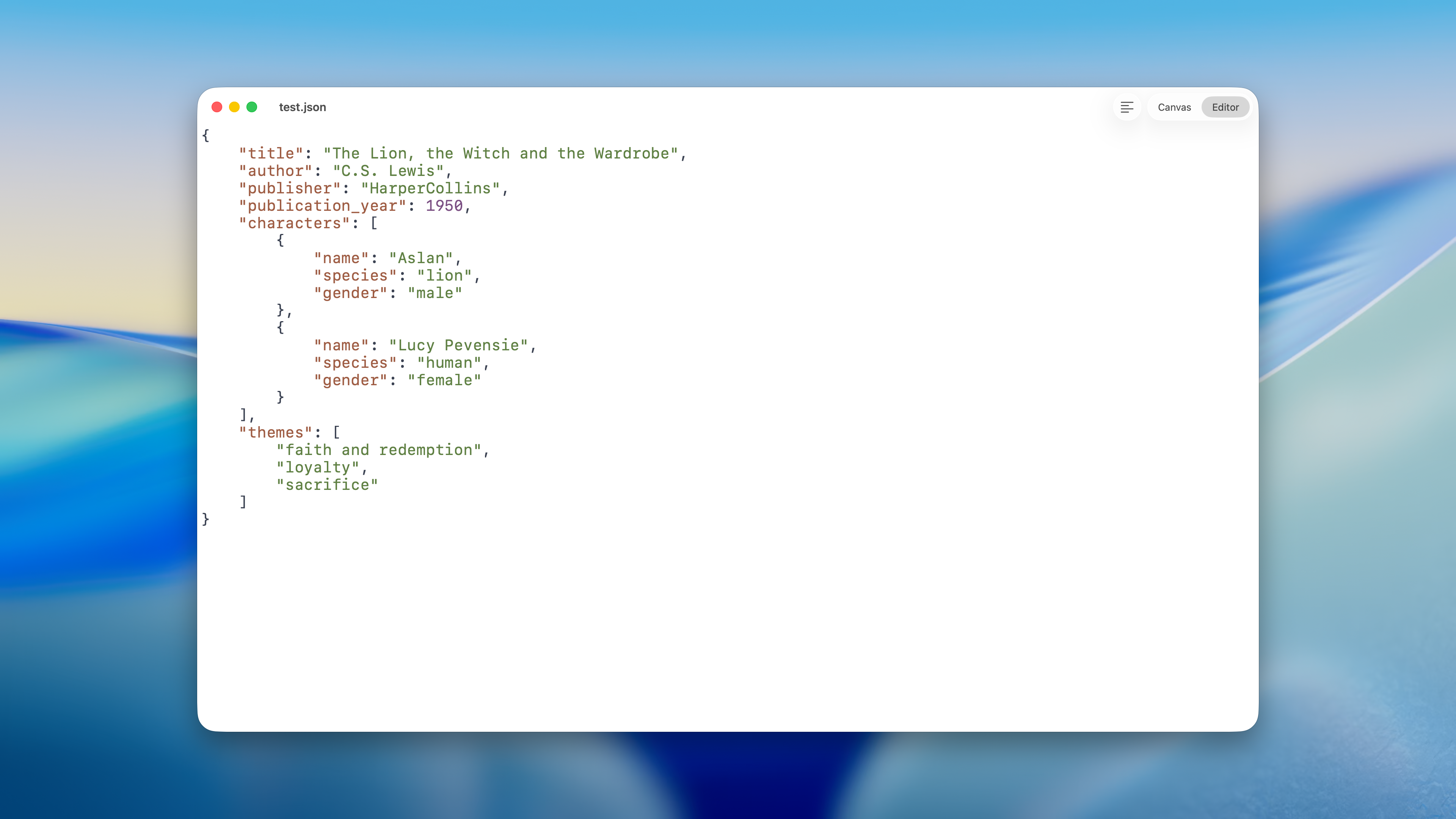 JSONDoc built-in JSON editor